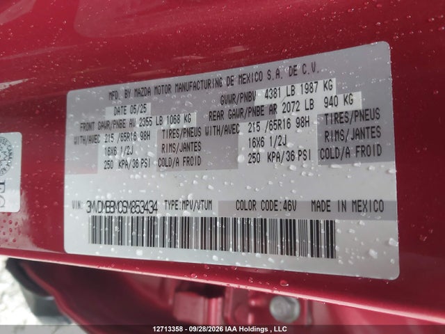 Продажа на аукционе авто 2025 Mazda Cx-30 Gx, vin: 3MVDMBBM0SM853434, номер лота: 12713358