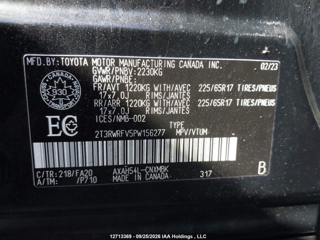 2T3RWRFV5PW156277 Toyota Rav4 Hybrid Xle