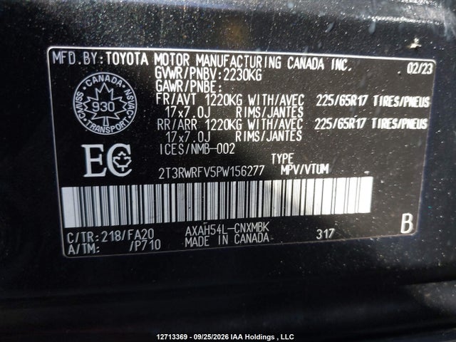 2T3RWRFV5PW156277 Toyota Rav4 Hybrid Xle