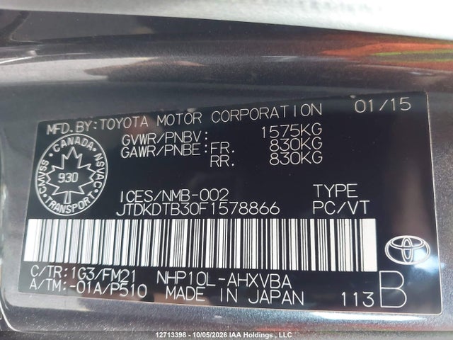 Toyota PRIUS C 2015 JTDKDTB30F1578866 Image 9