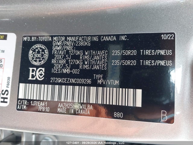 Продаж на аукціоні авто 2022 Lexus Nx 350h 350h, vin: 2T2GKCEZXNC009296, номер лоту: 12713401