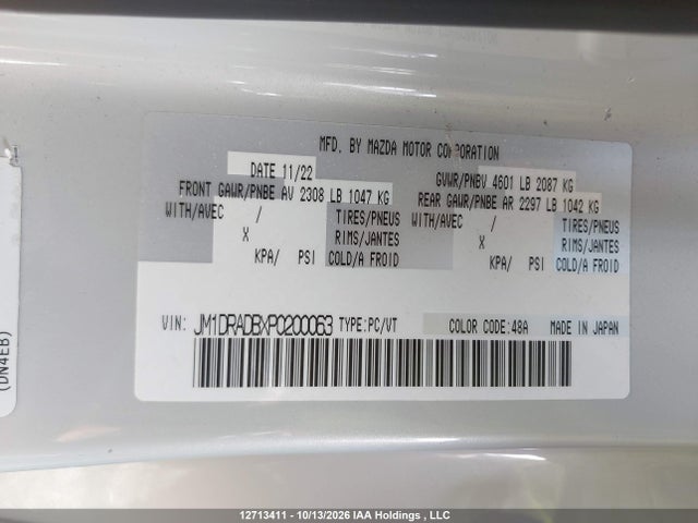 Aukcja sprzedaży 2023 Mazda Mx-30 Ev Gt, vin: JM1DRADBXP0200063, numer aukcji: 12713411