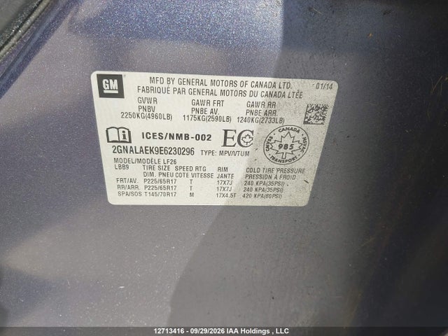 Chevrolet EQUINOX LS 2014 2GNALAEK9E6230296 Image 9