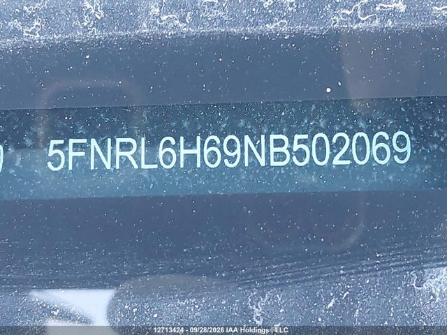 Aukcja sprzedaży 2022 Honda Odyssey Exl, vin: 5FNRL6H69NB502069, numer aukcji: 12713424