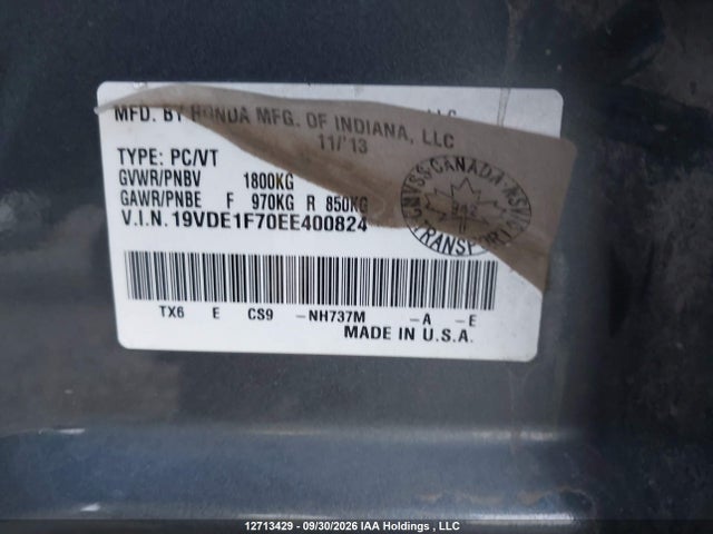 Продаж на аукціоні авто 2014 Acura Ilx, vin: 19VDE1F70EE400824, номер лоту: 12713429
