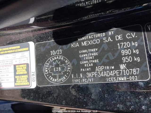 12713452 :رقم المزاد ، 3KPF34AD4PE710787 vin ، 2023 Kia Forte Ex/ex Premium/ex+/gt-line مزاد بيع