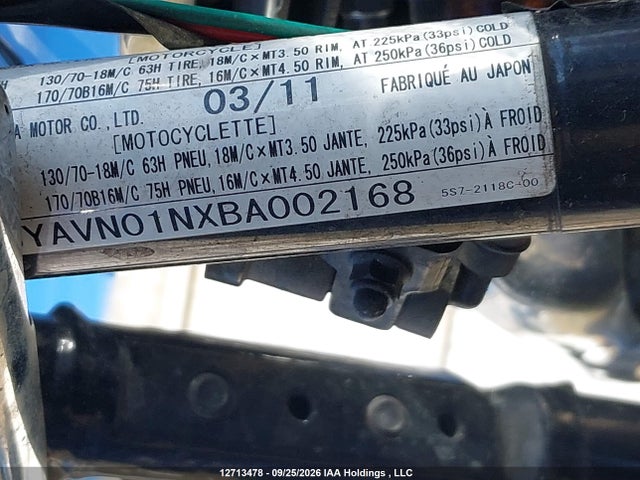 Aukcja sprzedaży 2011 Yamaha Xvs950 A/ct, vin: JYAVN01NXBA002168, numer aukcji: 12713478