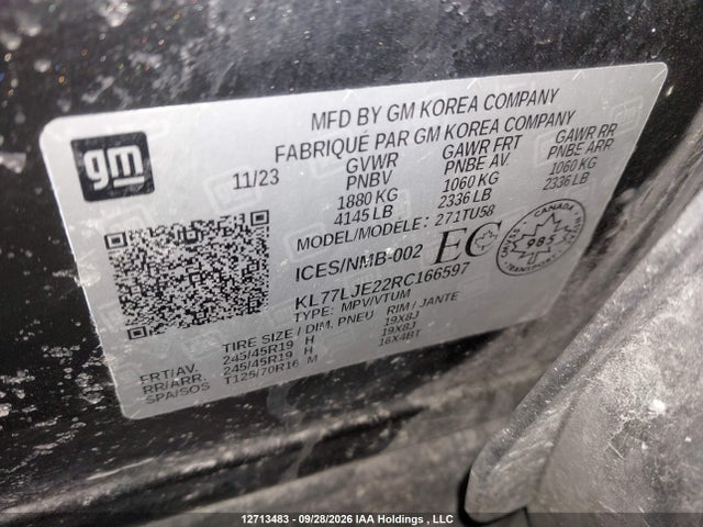 KL77LJE22RC166597 Chevrolet Trax 2rs