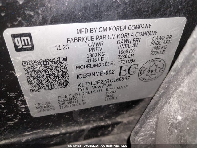 KL77LJE22RC166597 Chevrolet Trax 2rs