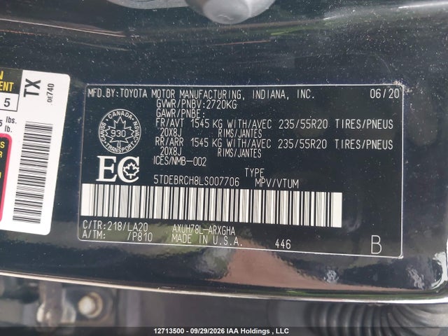 Toyota Highlander Hybrid Platinum 2020 5TDEBRCH8LS007706 Image 9