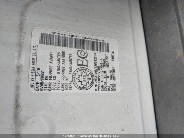 Продажа на аукционе авто 2018 Nissan Rogue, vin: JN8AT2MV1JW342556, номер лота: 12713501