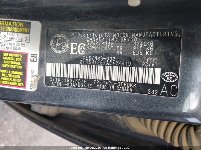 Aukcja sprzedaży 2010 Toyota Corolla Ce, vin: 2T1BU4EE7AC424419, numer aukcji: 12695398