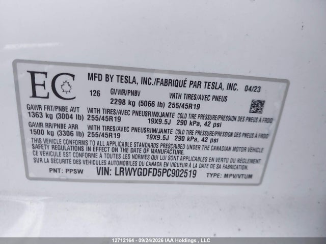 Tesla Model Y Rwd 2023 LRWYGDFD5PC902519 Image 9