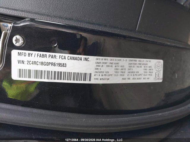 Aukcja sprzedaży 2023 Chrysler Pacifica Touring L, vin: 2C4RC1BG0PR619583, numer aukcji: 12713564