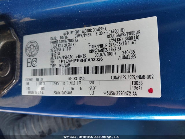 Aukcja sprzedaży 2017 Ford F-150 Xlt, vin: 1FTEW1EP8HFA03026, numer aukcji: 12713565
