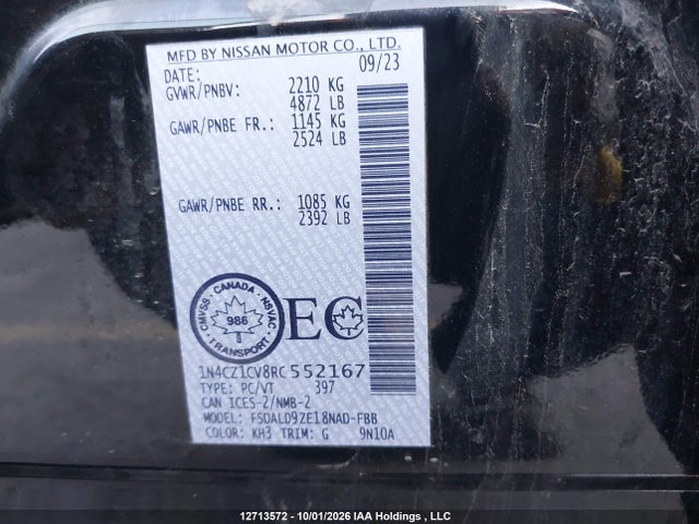 Aukcja sprzedaży 2024 Nissan Leaf Sv Plus, vin: 1N4CZ1CV8RC552167, numer aukcji: 12713572