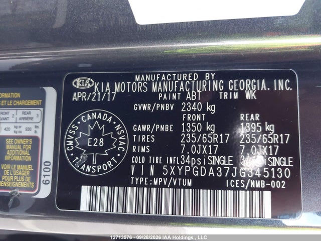 KIA Sorento 2.4l Lx 2018 5XYPGDA37JG345130 Image 9