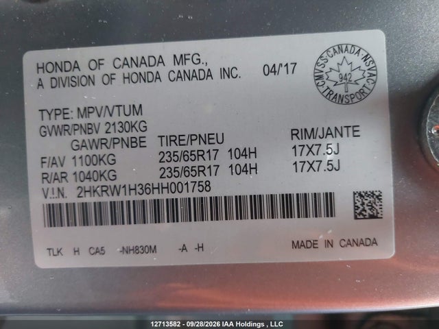 Honda CR-V LX 2017 2HKRW1H36HH001758 Image 18