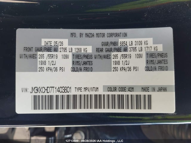12713589 :رقم المزاد ، JM3KKCHD7T1403801 vin ، 2026 Mazda Cx-90 Premium Sport مزاد بيع