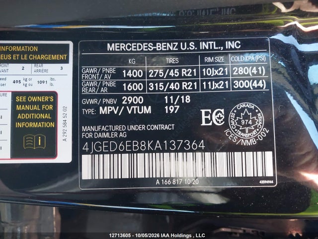 Продаж на аукціоні авто 2019 Mercedes-benz Gle Coupe 43 Amg, vin: 4JGED6EB8KA137364, номер лоту: 12713605