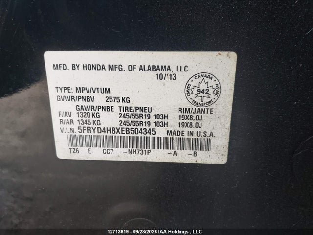 Aukcja sprzedaży 2014 Acura Mdx Elite Package, vin: 5FRYD4H8XEB504345, numer aukcji: 12713619