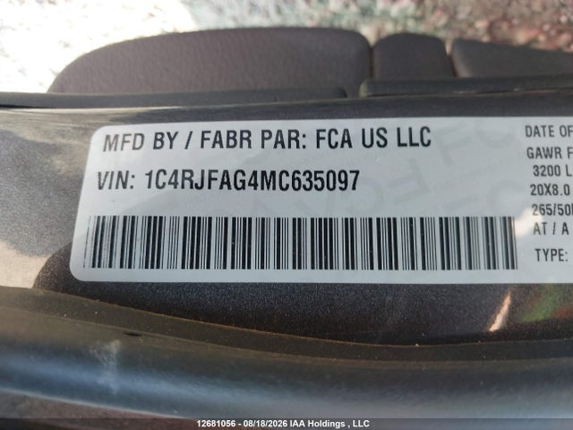 12681056 :رقم المزاد ، 1C4RJFAG4MC635097 vin ، 2021 Jeep Grand Cherokee Altitude مزاد بيع