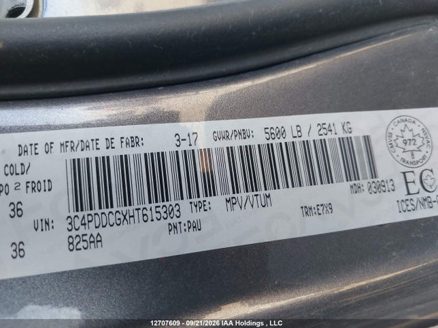 Auction sale of the 2017 Dodge Journey Sxt, vin: 3C4PDDCGXHT615303, lot number: 12707609