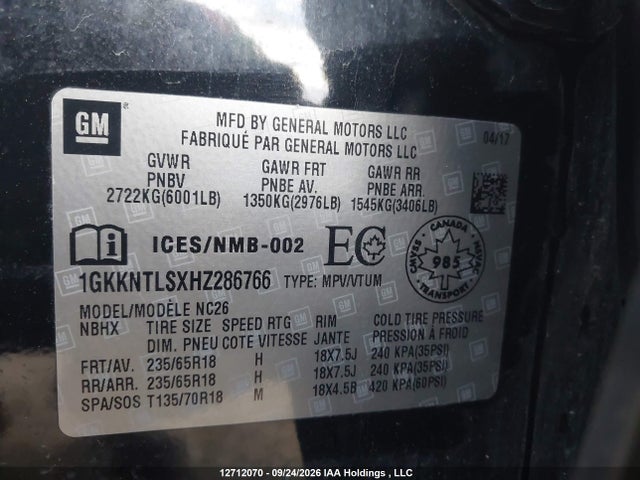Продажа на аукционе авто 2017 Gmc Acadia Sle-2, vin: 1GKKNTLSXHZ286766, номер лота: 12712070
