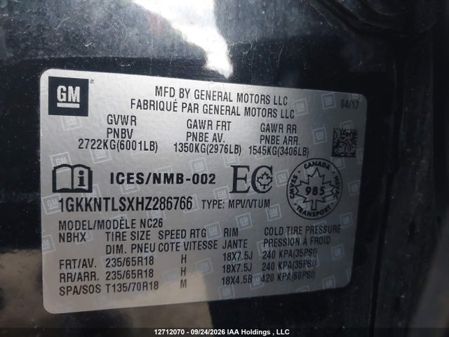 Продажа на аукционе авто 2017 Gmc Acadia Sle-2, vin: 1GKKNTLSXHZ286766, номер лота: 12712070
