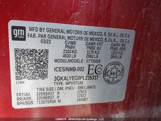 Aukcja sprzedaży 2023 Gmc Terrain At4, vin: 3GKALYEG0PL235337, numer aukcji: 12696379