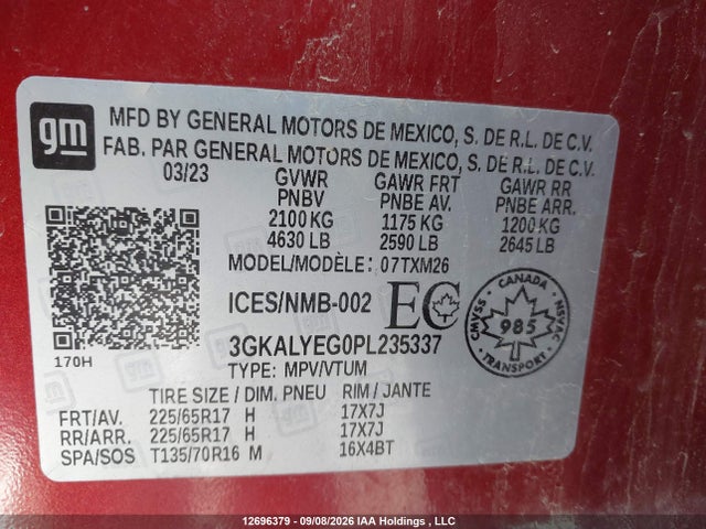 Aukcja sprzedaży 2023 Gmc Terrain At4, vin: 3GKALYEG0PL235337, numer aukcji: 12696379