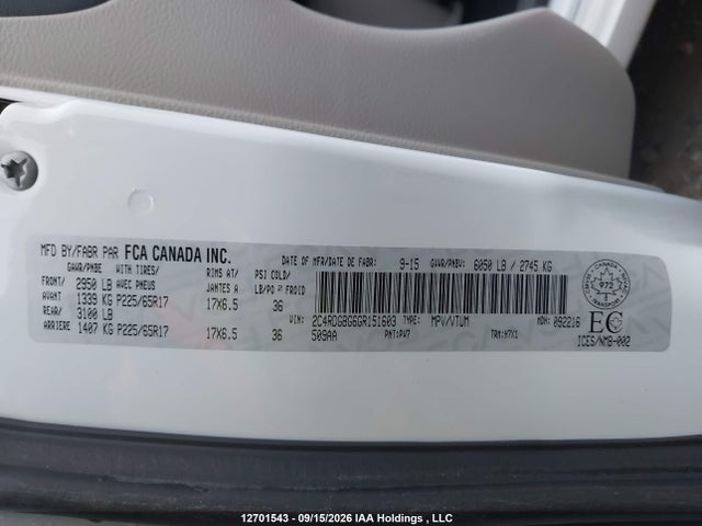Dodge Grand Caravan Se/sxt 2016 2C4RDGBG6GR151603 Image 9