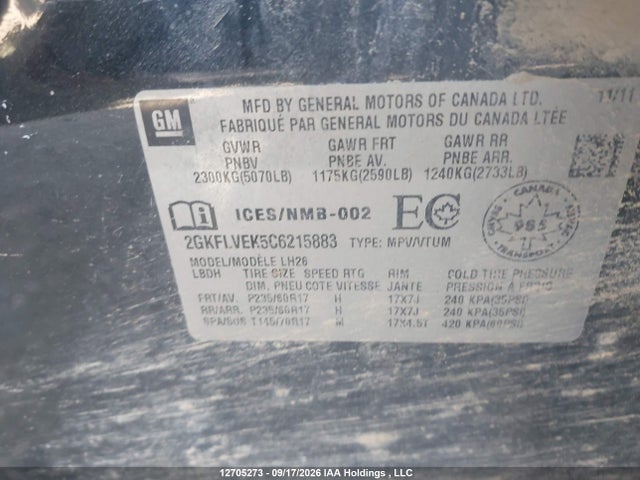 Продажа на аукционе авто 2012 Gmc Terrain Slt-1, vin: 2GKFLVEK5C6215883, номер лота: 12705273