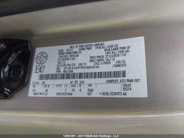 Ford F-150 Xlt 2017 1FTEX1EP7HFB83516 Image 9