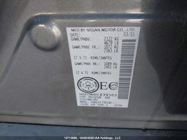 Nissan Rogue S/sl/sv 2015 5N1AT2MV0FC839565 Image 21