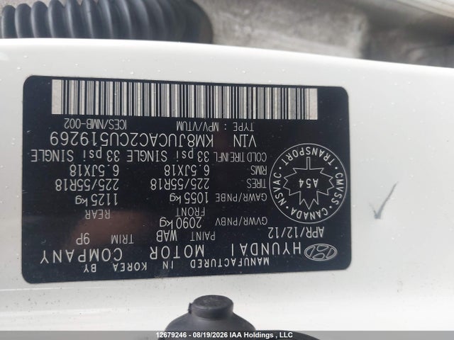 Продажа на аукционе авто 2012 Hyundai Tucson Limited, vin: KM8JUCAC2CU519269, номер лота: 12679246