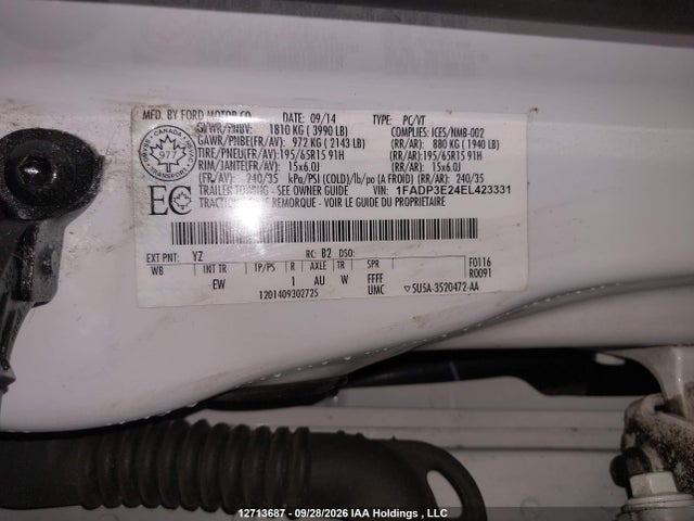 Продаж на аукціоні авто 2014 Ford Focus S, vin: 1FADP3E24EL423331, номер лоту: 12713687
