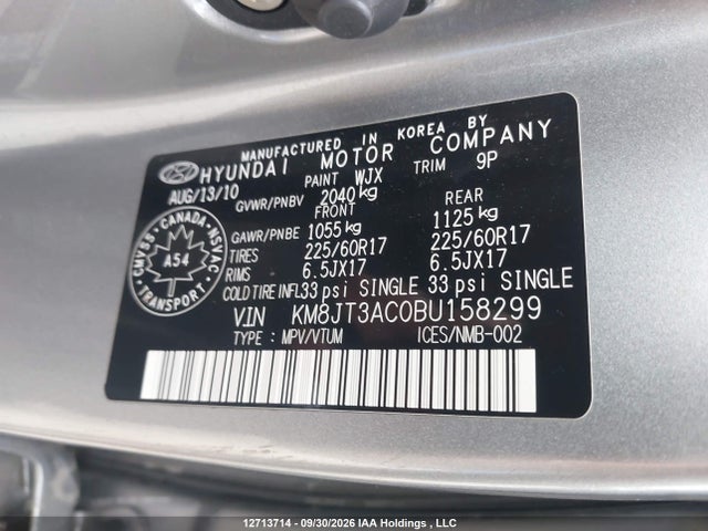 Продажа на аукционе авто 2011 Hyundai Tucson Gl/gls, vin: KM8JT3AC0BU158299, номер лота: 12713714