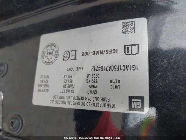 2010 Chevrolet Cobalt Lt მანქანა იყიდება აუქციონზე, vin: 1G1AC1F50A7164712, აუქციონის ნომერი: 12713716