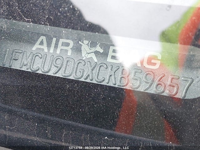 12713758 :رقم المزاد ، 1FMCU9DGXCKB59657 vin ، 2012 Ford Escape Xlt مزاد بيع