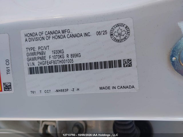 2HGFE4F80TH001005 Honda Civic Sport Hybrid/sport Touring Hybrid