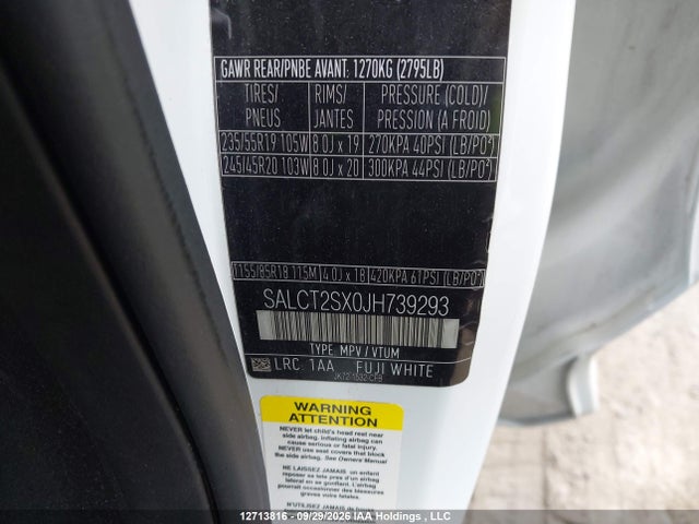12713816 :رقم المزاد ، SALCT2SX0JH739293 vin ، 2018 Land Rover Discovery Sport Hse Luxury مزاد بيع