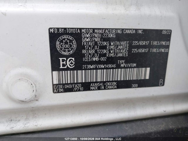 Toyota RAV4 HYBRID 2022 2T3BWRFVXNW149646 Image 9