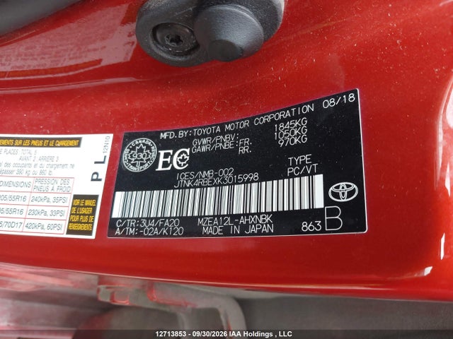 Aukcja sprzedaży 2019 Toyota Corolla Se/xse, vin: JTNK4RBEXK3015998, numer aukcji: 12713853