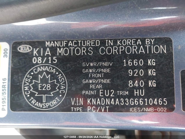 KNADN4A33G6610465 KIA Rio Ex/ex+ W/sunroof/lx/lx+/lx+ Eco/sx