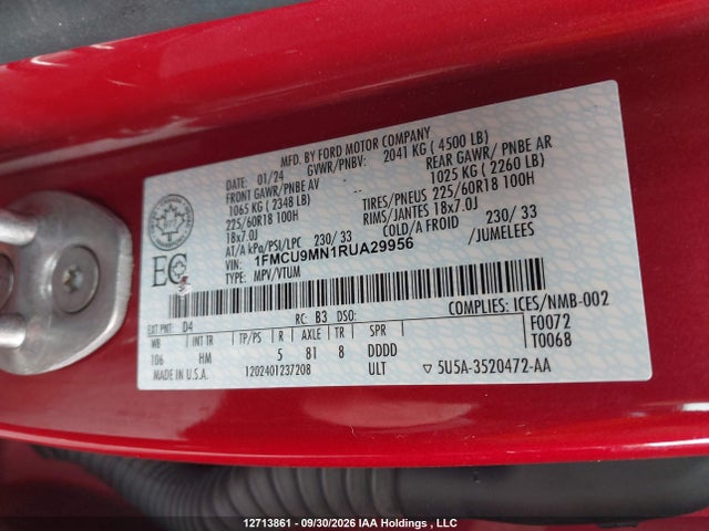 Продажа на аукционе авто 2024 Ford Escape St-line, vin: 1FMCU9MN1RUA29956, номер лота: 12713861