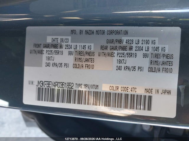 2024 Mazda Cx-5 Signature მანქანა იყიდება აუქციონზე, vin: JM3KFBEY4R0361852, აუქციონის ნომერი: 12713870