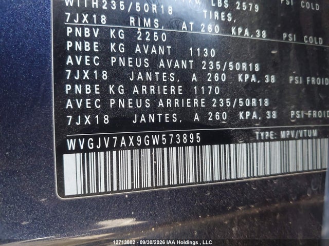 WVGJV7AX9GW573895 Volkswagen Tiguan Comfortline/highline/special Edition