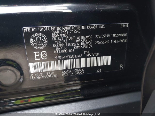 Toyota Rav4 Limited 2019 2T3D1RFV9KW010465 Image 9