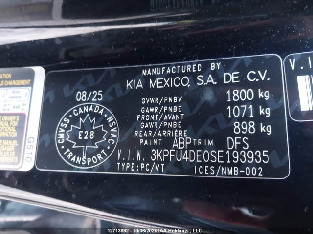 Продаж на аукціоні авто 2025 Kia K4 Ex/ex+, vin: 3KPFU4DE0SE193935, номер лоту: 12713892